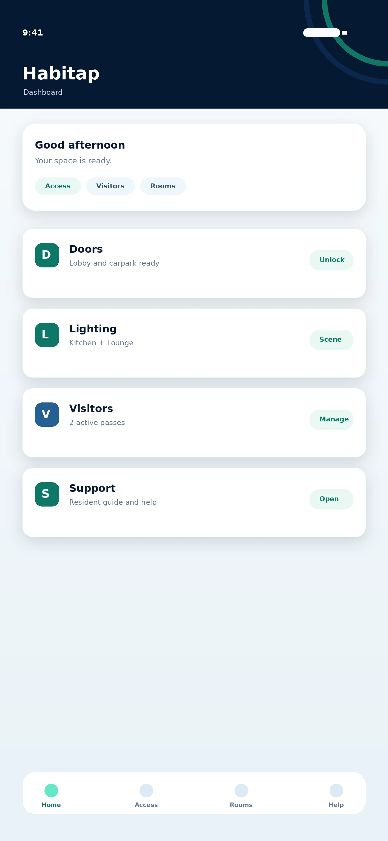 Habitap app dashboard