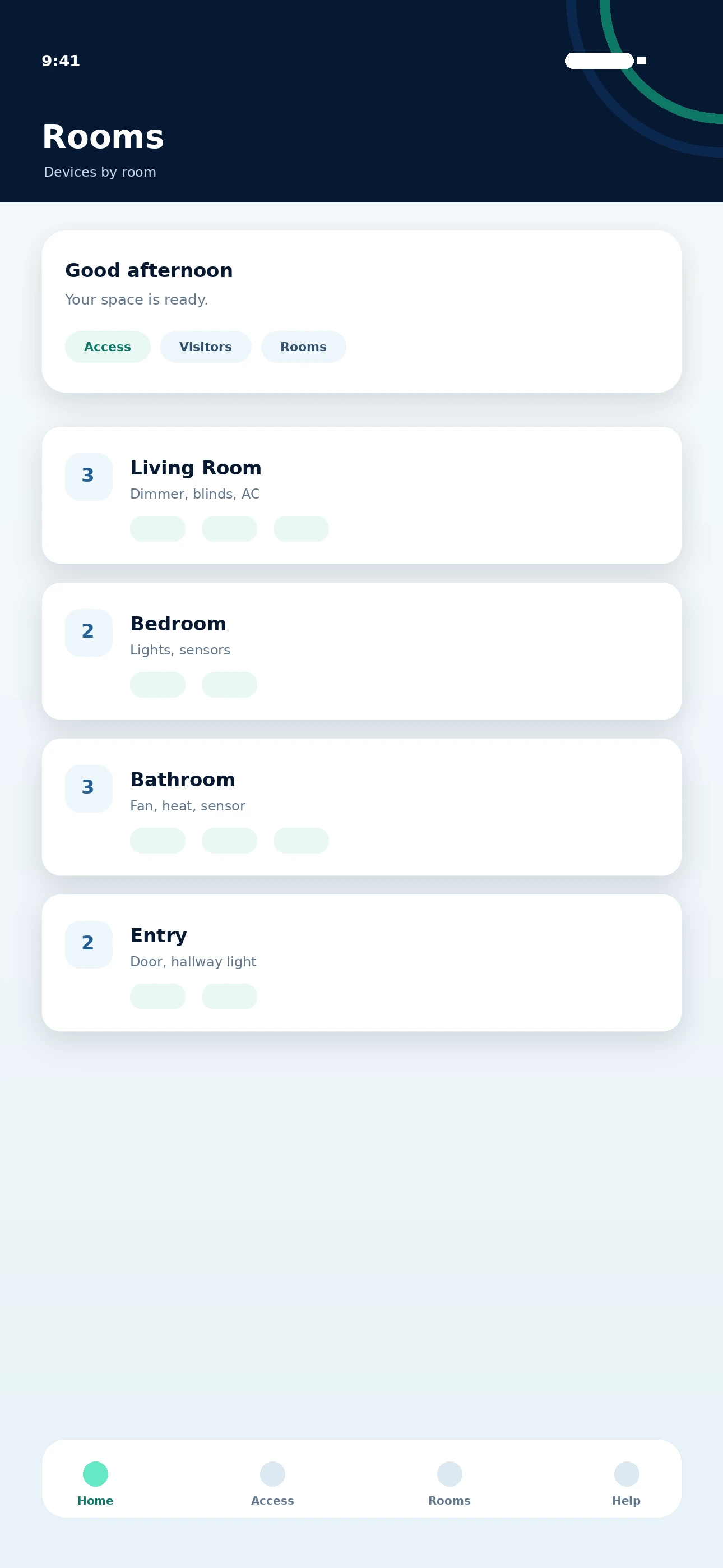 Habitap room devices screen