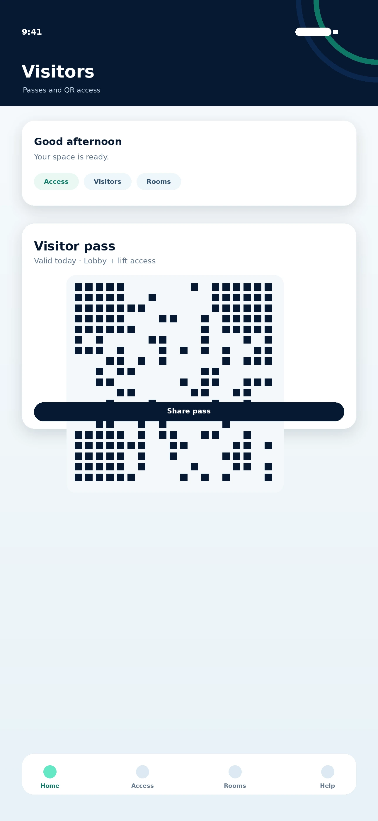 Habitap visitor pass screen
