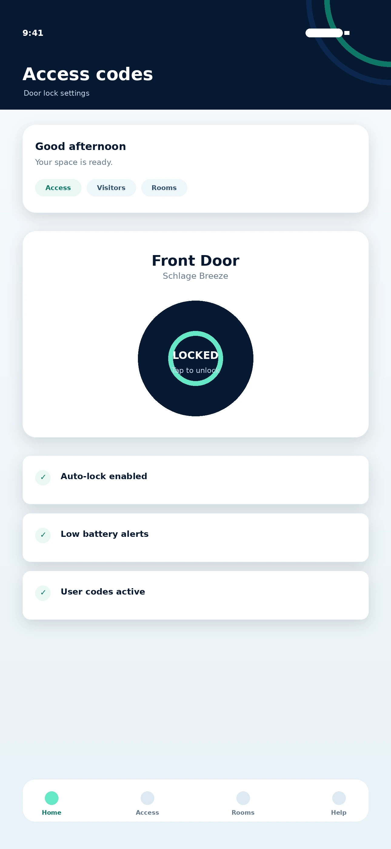 Schlage Breeze access codes
